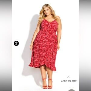City Chic Red and White Polka Dot Midi Dress